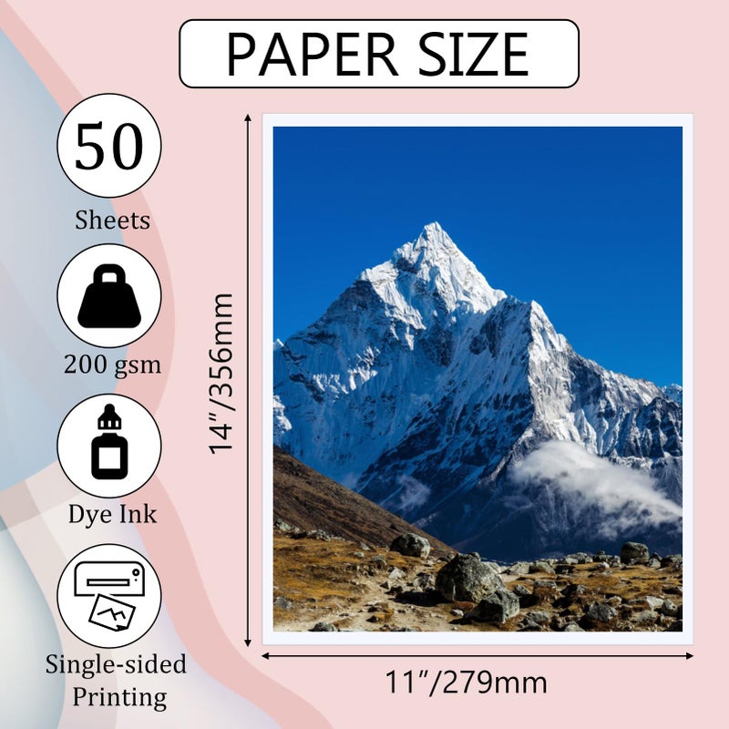 ZBEIVAN 11x14 Photo Paper, Glossy Photo Paper 50 Sheets, 11""x14"" Inkjet Printer Photo Paper for Dye Ink, 200 GSM - Image 2